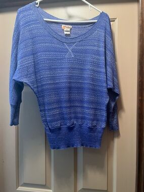 Mudd Blue Marled Crewneck Sweater with Metallic Thread